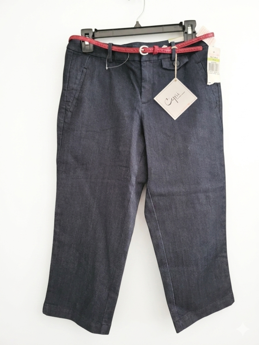 Dockers Dark Wash Capri Pants with Red Belt